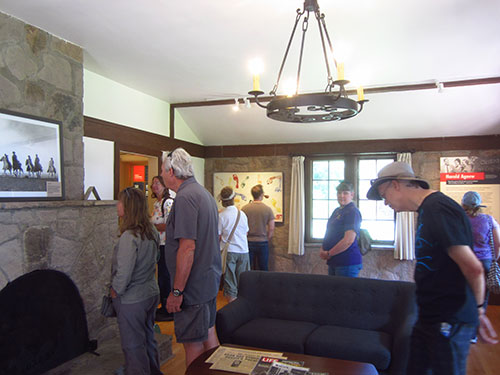 Teachers exploring the interior of the Hans Bethe house