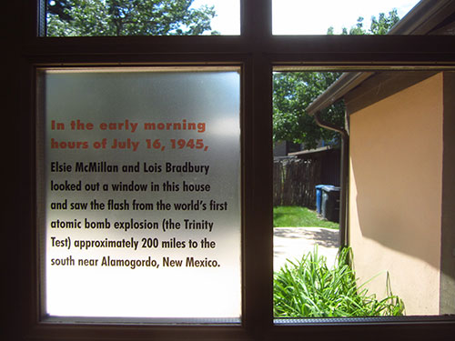 View through the window of the Bethe house