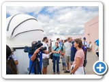 Associate Professor Ylva Pihlstr�m speaks with a camera operator from KRQE News 13