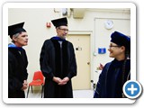 Department Chair Wolfgang Rudolph and Distinguished Professor Carlton M. Caves chat with Convocation speaker and Colorado University School of Education Professor Valerie Otero UNM BS Physics '91